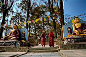 Swayambhunath - small devotional caityas line up the 365 steps of the eastern stairway ascending the hill.