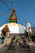 Swayambhunath - The white dome of the stupa with the famous eyes of Wisdom and Compassion of God and the golden pinnacle with thirteen rings.