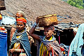 Orissa Koraput district - People of the Bonda tribe at the Ankadeli marketplace.