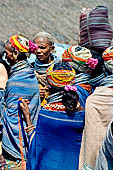 Orissa Koraput district - People of the Bonda tribe at the Ankadeli marketplace.