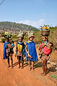 Orissa Koraput district - People of the Bonda tribe at the Ankadeli marketplace.