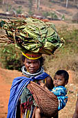 Orissa Koraput district - People of the Bonda tribe at the Ankadeli marketplace.