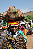 Orissa Koraput district - People of the Bonda tribe at the Ankadeli marketplace.