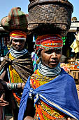 Orissa Koraput district - People of the Bonda tribe at the Ankadeli marketplace.