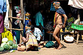 Orissa Koraput district - People of the Bonda tribe at the Ankadeli marketplace.