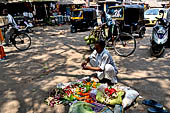 Orissa - Bhubaneswar, pilgrims, mendicants and colourful stalls near Lingaraja.