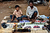 Orissa - Bhubaneswar, pilgrims, mendicants and colourful stalls near Lingaraja..