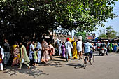 Orissa - Bhubaneswar, pilgrims, mendicants and colourful stalls near Lingaraja.