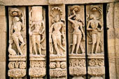 Orissa - Bhubaneswar, Brahmesvara temple. Images of dancing girls on the balusters of  the lattice-windows of the jagamohana