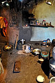 Orissa Rayagada district - tribal villages. Home interior. 