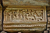 Orissa - Bhubaneswar, Chitrakarini Temple. Frieze of the Jagamohana showing Krishna playing on his flute among his followers and cattle listening his play