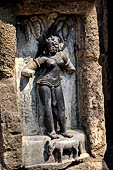 Hirapur - the Sixtyfour Yoginis Temple, Yogini n 60 (clockwise), two armed standing on a donkey with a tree in the background.