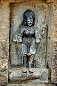 Hirapur - the Sixtyfour Yoginis Temple, Yogini n 16 (clockwise), four armed figure standing on a fish. She wears a garland of severed heads.