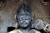 Hirapur - the Sixtyfour Yoginis Temple, eastern niche of the south wall of the mandapa, detail of the head.