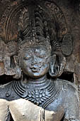 Hirapur - the Sixtyfour Yoginis Temple, weastern niche of the south wall of the mandapa, detail of the head.