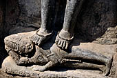 Hirapur - the Sixtyfour Yoginis Temple, detail of the pedestal of Yogini n 46 (clockwise) with male figure with a mukuta identified as Shiva.