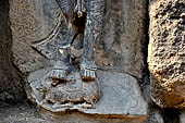 Hirapur - the Sixtyfour Yoginis Temple, detail of the pedestal of Yogini n 32 (clockwise) with a bull.