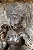 Hirapur - the Sixtyfour Yoginis Temple, detail of the boar faced Yogini n 25 (clockwise).