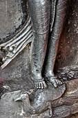 Hirapur - the Sixtyfour Yoginis Temple, Yogini n 30, detail of the base with a peacock.