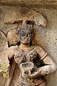 Hirapur - the Sixtyfour Yoginis Temple, Katyayani n 4 (clockwise), with a knife and skull cup, she wears akshamalas on her arms.