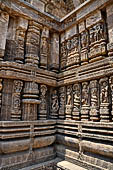 Konarak - Orissa. The Sun Temple, the richly decorated 4 m high platform of the jagamohana-deul complex. 