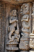 Konarak - Orissa. The Sun Temple, detail of the richly decorated platform of the jagamohana-deul complex. 