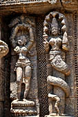 Konarak - Orissa. The Sun Temple, nagakanya of the platform of the jagamohana-deul complex. 