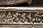 Orissa - Konarak - The Sun Temple. The frieze which runs continously all  around the base of the temple platform, decorated with more than ten thousands elephants .  