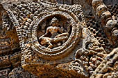 Konarak - Orissa. The Sun Temple, details of the twelve pairs of the great wheels arrayed along the platform.  