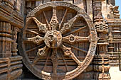 Konarak - Orissa. The Sun Temple, details of the twelve pairs of the great wheels arrayed along the platform.  