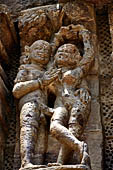 Konarak - Orissa. The Sun Temple, detail of the richly decorated high platform of the jagamohana-deul complex. 