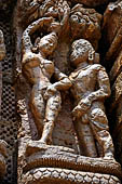 Konarak - Orissa. The Sun Temple, detail of the richly decorated high platform of the jagamohana-deul complex. 