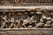 Orissa - Konarak - The Sun Temple. The frieze which runs continously all  around the base of the temple platform, decorated with more than ten thousands elephants .  