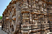 Konarak - Orissa. The Sun Temple, view of the great wheels arrayed along the platform  