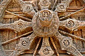 Konarak - Orissa. The Sun Temple, details of the twelve pairs of the great wheels arrayed along the platform.  