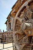 Konarak - Orissa. The Sun Temple, details of the twelve pairs of the great wheels arrayed along the platform.  