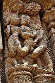 Konarak - Orissa. The Sun Temple, detail of the richly decorated high platform of the jagamohana-deul complex. 