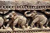 Orissa - Konarak - The Sun Temple. The frieze which runs continously all  around the base of the temple platform, decorated with more than ten thousands elephants .  