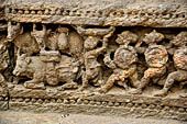 Orissa - Konarak - The Sun Temple. The frieze which runs continously all  around the base of the temple platform, decorated with more than ten thousands elephants .  