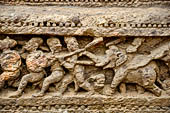 Orissa - Konarak - The Sun Temple. The frieze which runs continously all  around the base of the temple platform, decorated with more than ten thousands elephants .  