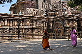 Konarak - Orissa. The Sun Temple, the richly decorated 4 m high platform of the jagamohana-deul complex. 