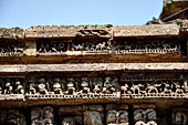 Konarak - Orissa. The Sun Temple, detyail of the richly decorated platform of the jagamohana-deul complex. 