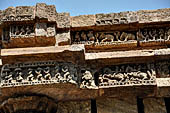 Konarak - Orissa. The Sun Temple, detyail of the richly decorated platform of the jagamohana-deul complex. 