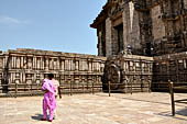 Konarak - Orissa. The Sun Temple, the richly decorated 4 m high platform of the jagamohana-deul complex. 