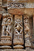 Konarak - Orissa. The Sun Temple, detyail of the richly decorated platform of the jagamohana-deul complex.