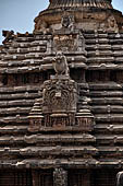 Orissa - Bhubaneswar, Lingaraj Temple. The jagamohana with its tall pyramidal roof. 