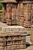 Orissa - Bhubaneshwar. Mukteswara temple, detail of the low wall that contours the temple. 