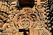 Orissa - Bhubaneswar. Temple nearby the Papanasini Kund. Detail of the 'bho' motif of the deul.