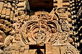 Orissa - Bhubaneswar. Temple nearby the Papanasini Kund. Detail of the 'bho' motif of the deul. 