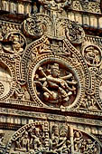 Orissa - Bhubaneswar. Parsurameswar Temple, detail of the western 'rahapaga', the central projection of the deul, with the image of dancing Shiva. 